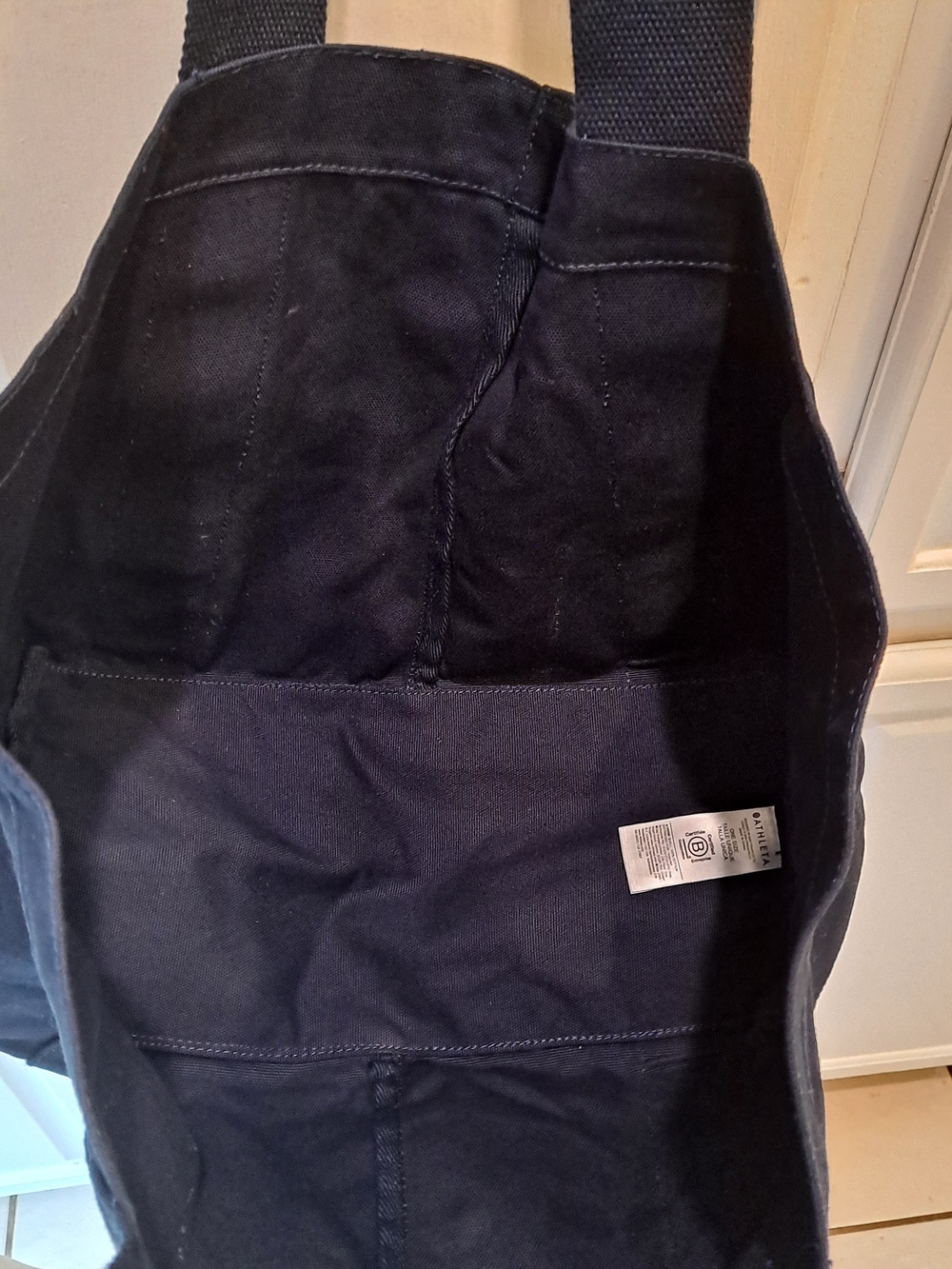 Athleta Logo Dark Navy Cotton Canvas Tote Bag Work Gym Travel Commuting - Picture 6 of 8